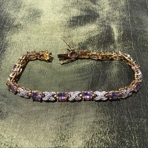 Sterling silver and purple stone bracelet